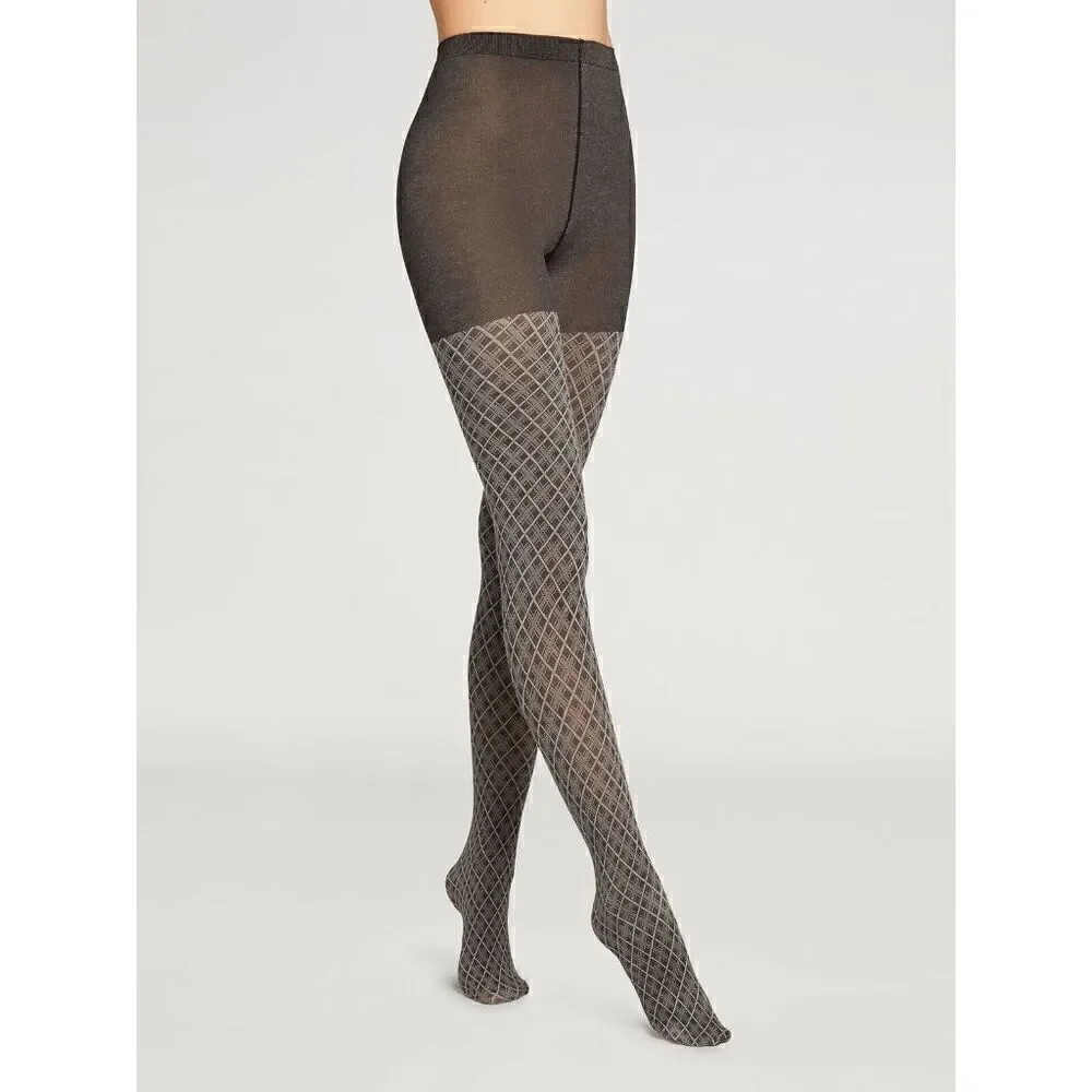 NWT Wolford Cotton Spots Tights Black/Ash XS